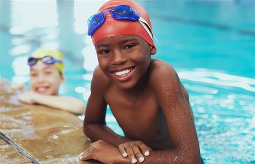 Boys in swimming pool